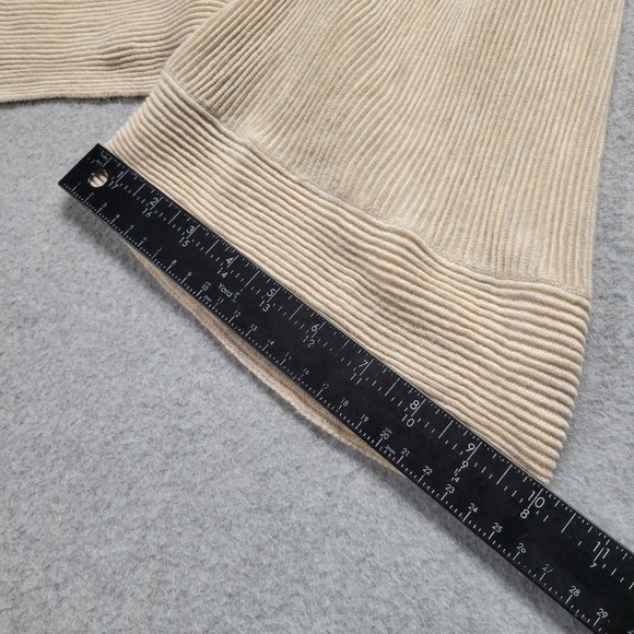 Free People Women's Deep V Neck Beige Bell Sleeve Sweater Size Medium Boho - Picture 6 of 9